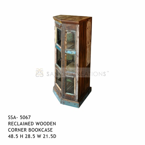 Reclamied Wooden Corner Bookcase