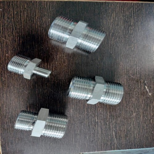 Hex Nipple - Stainless Steel, Various Dimensions, Silver | Male Threaded, Corrosion Resistant, Durable, Easy Installation, Industrial Use