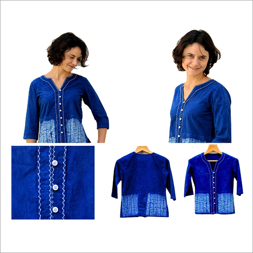 Indigo Shibori Cotton Shirt