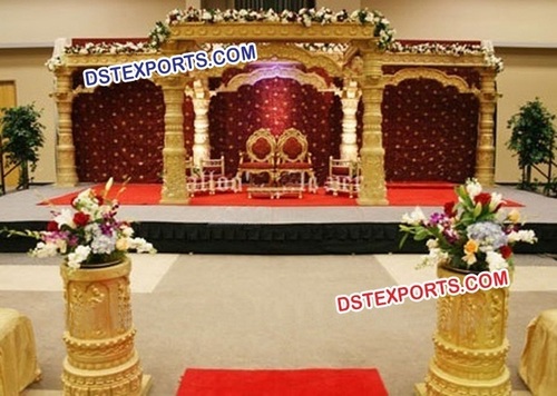 Gujrati Indian Wedding Gold Dev Mandap