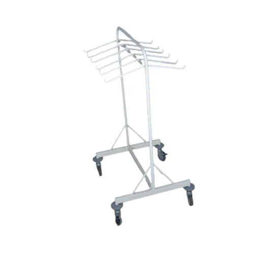 Lead Apron Stand (M.S) - Stainless Steel Tubular Pipe Frame, Customized Dimensions with Five Leg PVC Base and Coaster Wheels - Durable and Elegant Design for Hospital Use