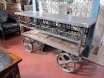 Handcrafted Wrought Iron Trolly Coffee Table