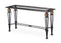 Console Table - Wrought Iron and Glass, 48x16x30 inches, Black, Powder Coated | Handcrafted, Elegant Design, Sturdy, Easy Assembly