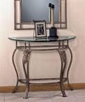 Corner Table - Wrought Iron, 30x18 Inches, Bronze, Half-Round Glass Top | Elegant, Sturdy, Space Saving