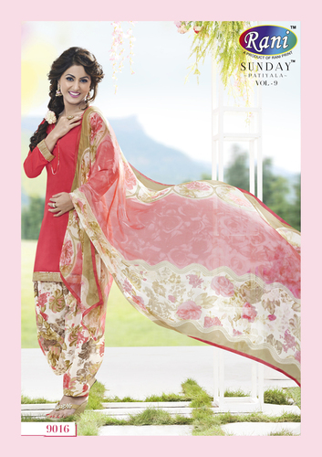 Heena Khan Peachy Designer Patiyala Suit - Satin Cotton, Peach, Multi Lace Dupatta, Soft Comfortable Fit
