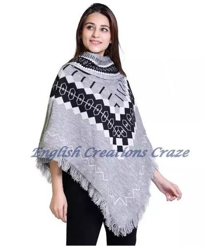 Wool/Cotton Jacquard Poncho Manufacturers