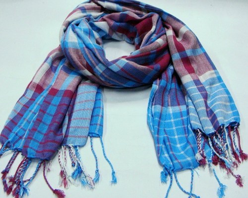 Viscose Scarf Exporter - 100% Viscose, 70x180cm, Blue | Soft Fabric, Stylish Plaid, Custom Packaging