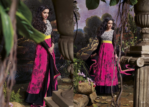 Asin Thottumkal Magenta Georgette Anarkali Suits