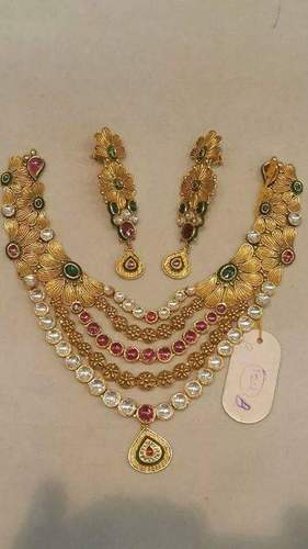 Designer Ruby Gold Necklace Set