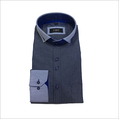 Mens Cotton Shirt - Slim Fit Gray Long Sleeve | Soft Fabric Wrinkle-Resistant Colorfast Comfortable Fit