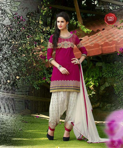 HOT PINK GEORGETTE PATIYALA SUIT