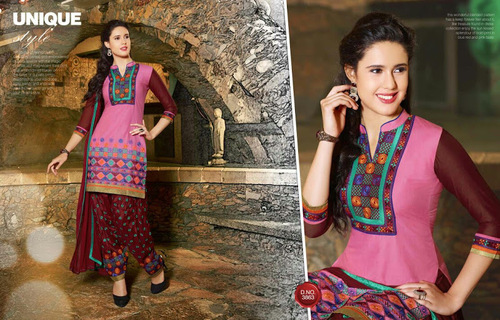 HOT PINK GEORGETTE PATIYALA SUIT