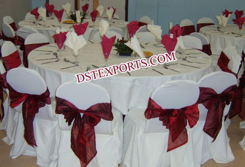 Wedding Chair Cover with Sashas - Polyester, Standard Size, Burgundy | Elegant Bow Sash, Durable, Lightweight, Easy to Use