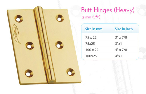 Brass Butt Hinges Heavy 3MM ( 1/8" )