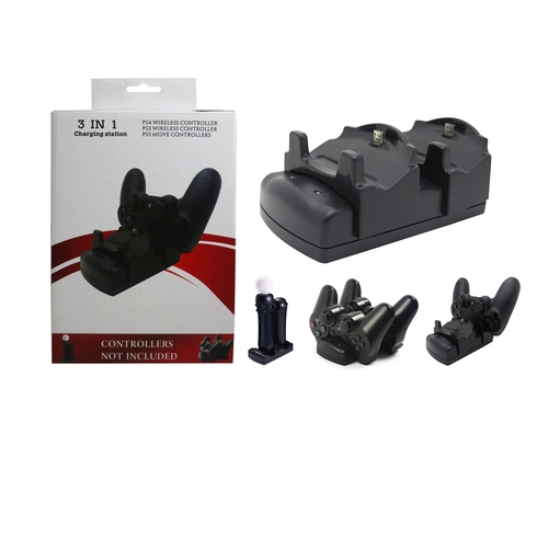 Micro Usb 3in1 Dual Charger Charging Dock Station Stand for PS4 PS3 PS3MOVE