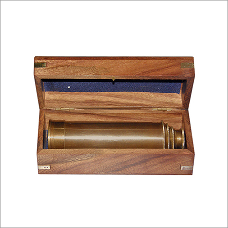 Brass Pullout Telescope w Wood Box Wrap