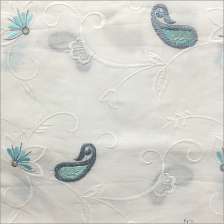 Bleached Cotton Yarn Embroidered Fabric