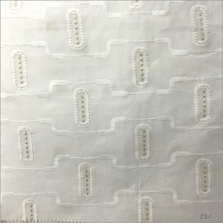 Bleached Cotton Embroidered Fabric