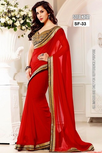 Washable Bollywood Replica Red Saree