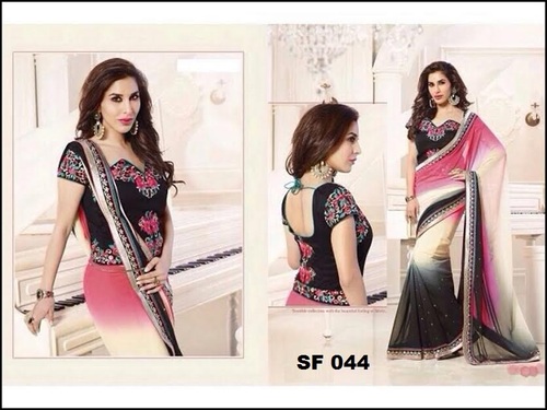 Party Wear Stylish Designer Saree - Georgette, 6.30 Size, Multicolor | Classic Look, Washable, Sleeveless Design, All Season Wear