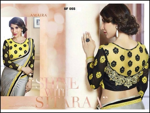 Designer Stylish Fancy Saree - Georgette, 6.30 Size, Grey Color | Bollywood Style, Embroidered Pattern, Perfect for All Seasons