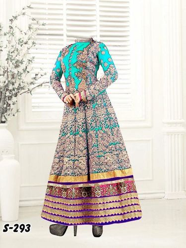 Neon blue anrakali suit