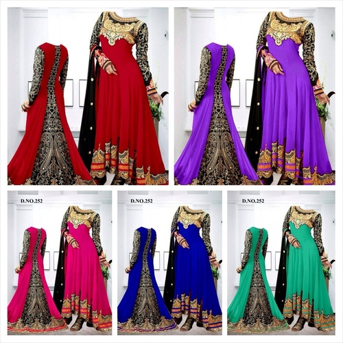Heavy Floor Length Anarkali Suit - 60 Gram Fabric with Lining, Five Pieces, Soft Fabric Pouch