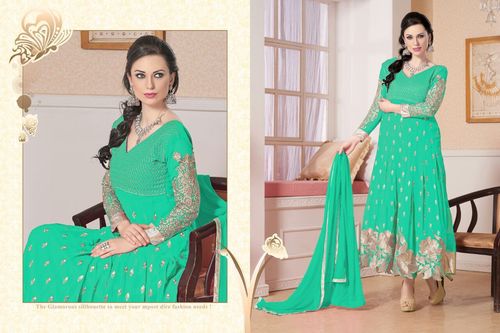 Green Salwar Suit - 60 Gram Fabric with Lining, Green, 8 Pieces | Elegant Design, Comfortable, Ready to Ship