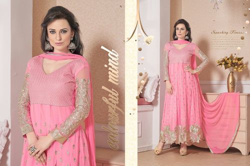 Baby Pink Salwar Suit - 60 Gram Fabric with Lining 8 Pieces Comfortable Fit