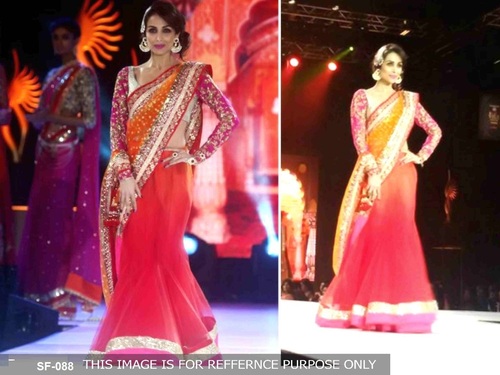 Bollywood Replica Stylish Designer Party Wear Fancy Saree - Georgette, 6.30 Size, Embroidered Pattern, Available in Same Colour as Picture
