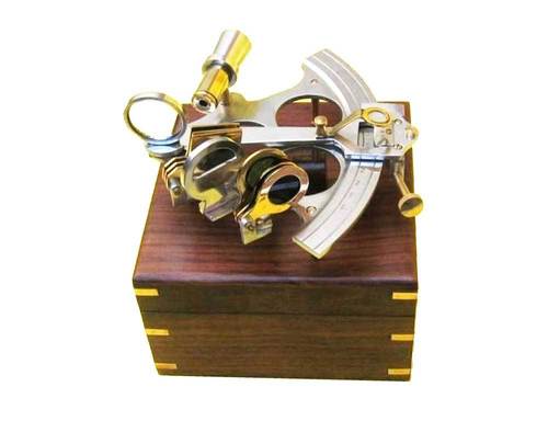 Aluminum Sextant With Wooden Box