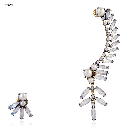 18k Gold Gemstone Ear Cuffs 