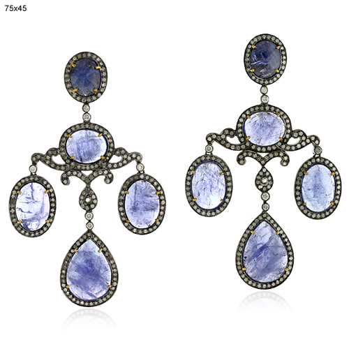 Diamond Pave Tanzanite Chandelier Earrings