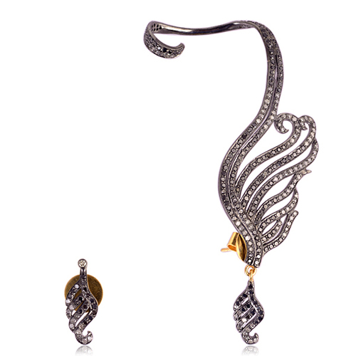 .925 Silver Diamond Pave Ear Cuffs 