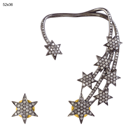 Diamond Pave Star Design Ear Cuffs
