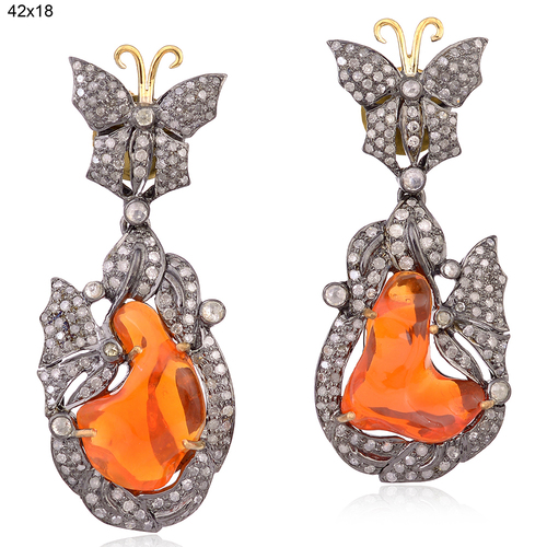 Fire Opal Drop Earrings