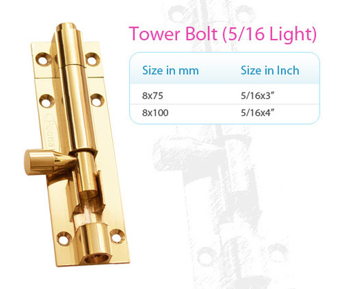 5/16 Brass Tower Bolt