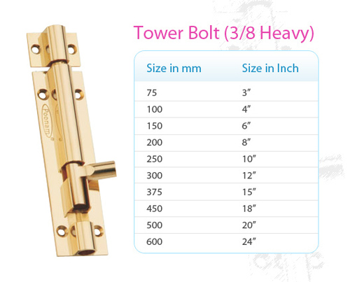 3/8 Brass Tower Bolt