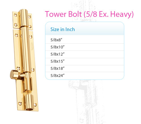 5/8 Brass Tower Bolt