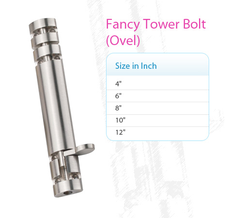 Brass Oval Fancy Tower Bolt