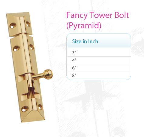 Brass Pyramid Fancy Tower Bolt