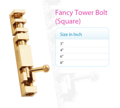 Brass Fancy Square Tower Bolt