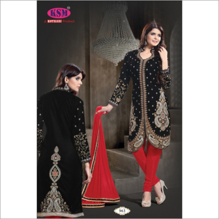 Black And Red Bridal Velvet Salwar Suit