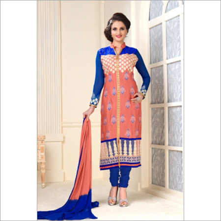 Blue And Orange Latest Designer Salwar Suit