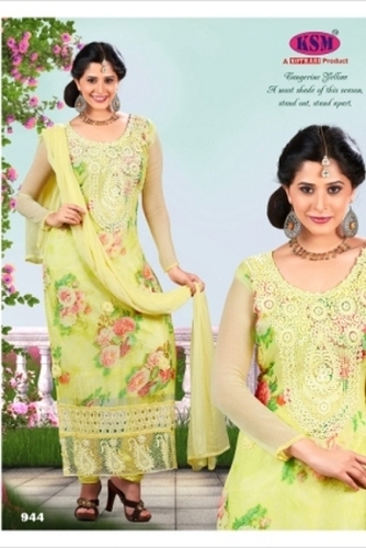 Light Yellow Embroidered Indian Suits