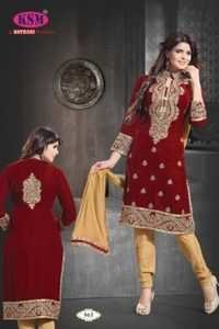 Red And Yellow Indian Churidar Suits