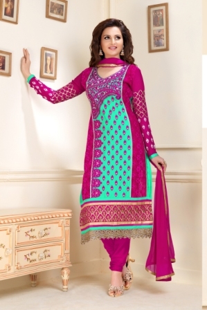 Pink And Green Designer Salwar Suits