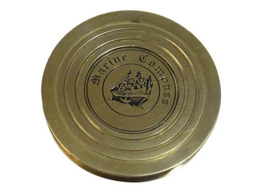 Paper Weight Marine Desktop Compass. Antique brass, Felt lining