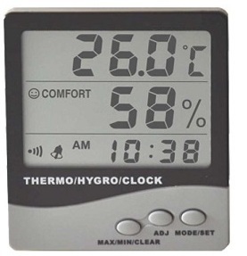 Big Display Thermo Hygrometer With Clock / 3 Line 