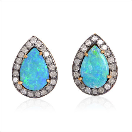 18k Gold Opal Doublet Stud Earrings.